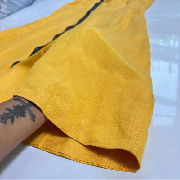 LOFT Size 6 Yellow Linen Blend Halter Dress MIDI Spring Summer - Picture 8 of 13